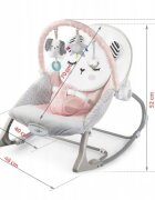 Nukido Balansoar multifunctional cu vibratii si arcada cu jucariihusa detasabilabaza antiderapanta si centuri de siguranta Panda Roz
