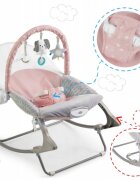 Nukido Balansoar multifunctional cu vibratii si arcada cu jucariihusa detasabilabaza antiderapanta si centuri de siguranta Panda Roz
