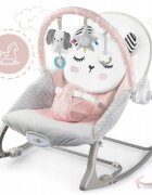 Nukido Balansoar multifunctional cu vibratii si arcada cu jucariihusa detasabilabaza antiderapanta si centuri de siguranta Panda Roz