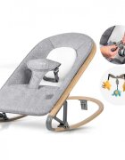 Nukido Balansoar pentru bebelusi cu pliere compactaspatar reglabilcentura de sigurantahusa detasabilajucarii detasabilede la nastere pana la 9kg Gri