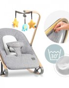 Nukido Balansoar pentru bebelusi cu pliere compactaspatar reglabilcentura de sigurantahusa detasabilajucarii detasabilede la nastere pana la 9kg Gri