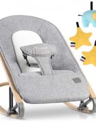 Nukido Balansoar pentru bebelusi cu pliere compactaspatar reglabilcentura de sigurantahusa detasabilajucarii detasabilede la nastere pana la 9kg Gri