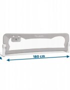 Nukido Bariera de protectie pentru pat copii Gri 180 x 35 x 42 cmcadru rezistentsistem de siguranta impotriva plierii accidentalecenturi de siguranta si buzunar de depozitare