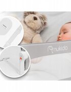 Nukido Bariera de protectie pentru pat copii Gri 180 x 35 x 42 cmcadru rezistentsistem de siguranta impotriva plierii accidentalecenturi de siguranta si buzunar de depozitare