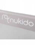 Nukido Bariera de protectie pentru pat copii Gri 180 x 35 x 42 cmcadru rezistentsistem de siguranta impotriva plierii accidentalecenturi de siguranta si buzunar de depozitare