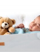 Nukido Bariera de protectie pentru pat Gri 150x44x41 cm pliabila Husa detasabila Colturi rotunjite Sistem de blocare impotriva plierii accidentale Geanta cu fermoar inclusa