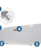 Nukido Bariera de protectie pentru pat Gri 150x44x41 cm pliabila Husa detasabila Colturi rotunjite Sistem de blocare impotriva plierii accidentale Geanta cu fermoar inclusa