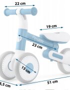 Nukido Bicicleta de echilibru Ride On Albastru de la 12 luniscaun moale inaltime sezut reglabila roti din spuma EVA cadru rezistent manere ergonomice cu opritoare Unghi de virare sigur al rotii cu protectie anti-rotati