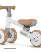 Nukido Bicicleta de echilibru Ride On Bej de la 12 luniscaun moale inaltime sezut reglabila roti din spuma EVA cadru rezistent manere ergonomice cu opritoare Unghi de virare sigur al rotii cu protectie anti-rotatie