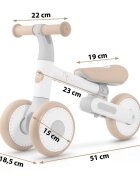 Nukido Bicicleta de echilibru Ride On Bej de la 12 luniscaun moale inaltime sezut reglabila roti din spuma EVA cadru rezistent manere ergonomice cu opritoare Unghi de virare sigur al rotii cu protectie anti-rotatie