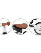 Nukido Bicicleta de echilibru Ride On Negrude la 12 luniscaun moale inaltime sezut reglabila roti din spuma EVA cadru rezistent manere ergonomice cu opritoare Unghi de virare sigur al rotii cu protectie anti-rotatie