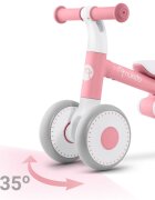Nukido Bicicleta de echilibru Ride On Roz de la 12 luniscaun moale inaltime sezut reglabila roti din spuma EVA cadru rezistent manere ergonomice cu opritoare Unghi de virare sigur al rotii cu protectie anti-rotatie