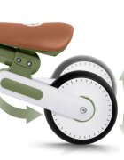 Nukido Bicicleta de echilibru Ride On Verde Inchisde la 12 luniscaun moaleinaltime sezut reglabilaroti din spuma EVAcadru rezistentmanere ergonomice cu opritoareUnghi de virare sigur al rotii cu protectie anti-rotatie
