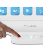 Nukido Cantar electronic pentru copii White cu unitati de masura multiple ecran LCD capacitate maxima 40 kg Functie Hold Taliometru Precizie 0.5g Dimensiune 60.5 x 30 cm