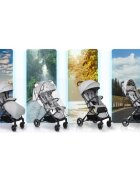 Nukido Carucior cu pliere compacta pentru copii cu suspensiispatar reglabilbara de protectie detasabilacapotina cu protectie UVhusa de transporthusa picioare si husa ploaiedimensiuni compatibile avion Paseo Gri deschis