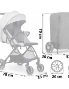 Nukido Carucior cu pliere compacta pentru copii cu suspensiispatar reglabilbara de protectie detasabilacapotina cu protectie UVhusa de transporthusa picioare si husa ploaiedimensiuni compatibile avion Paseo Gri deschis