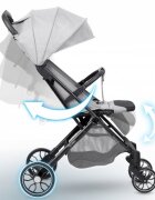 Nukido Carucior cu pliere compacta pentru copii cu suspensiispatar reglabilbara de protectie detasabilacapotina cu protectie UVhusa de transporthusa picioare si husa ploaiedimensiuni compatibile avion Paseo Gri deschis