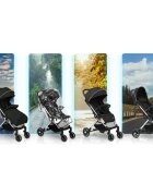 Nukido Carucior cu pliere compacta pentru copii cu suspensiispatar reglabilbara de protectie detasabilacapotina cu protectie UVhusa de transporthusa picioare si husa ploaiedimensiuni compatibile avion Paseo Negru