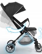 Nukido Carucior cu pliere compacta pentru copii cu suspensiispatar reglabilbara de protectie detasabilacapotina cu protectie UVhusa de transporthusa picioare si husa ploaiedimensiuni compatibile avion Paseo Negru