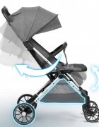 Nukido Carucior sport pentru copii Paseo Gri cu suspensii spatar reglabil pliere compacta potrivit pentru avion