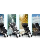 Nukido Carucior sport pentru copii Paseo Negru cu Auriu suspensii spatar reglabil pliere compacta potrivit pentru avion