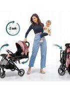 Nukido Carucior sport pentru copii Paseo Roz cu suspensii spatar reglabil pliere compacta potrivit pentru avion