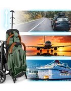 Nukido Carucior sport pentru copii Paseo Verde cu suspensii spatar reglabil pliere compacta potrivit pentru avion