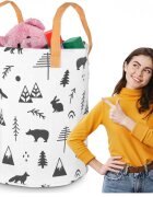 Nukido Cos din bumbac 35x45 cm pentru depozitarea hainelorjucariilor Alb