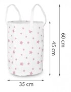 Nukido Cos din bumbac 35x45 cm pentru depozitarea hainelorjucariilor Alb cu stelute Roz