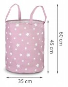 Nukido Cos din bumbac 35x45 cm pentru depozitarea hainelorjucariilor Roz