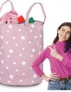 Nukido Cos din bumbac 35x45 cm pentru depozitarea hainelorjucariilor Roz