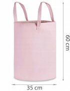 Nukido Cos mare pentru depozitare jucariihaine Roz pudra 35x60cm Capacitate mare Manere rezistente Tesatura din bumbac