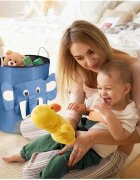 Nukido Cos pentru depozitarea hainelorjucariilor copii Elefantel Albastru 35x45 cmcapacitate maremanerecaptuseala izolatoarecordon de inchidere
