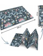 Nukido Covoras de joaca pentru copii cu doua fete Castelul printesei Gri 200x150x1cmpliabilrealizat din spuma XPE inodorain cutie de carton ce se poate colora