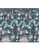 Nukido Covoras de joaca pentru copii cu doua fete Castelul printesei Gri 200x150x1cmpliabilrealizat din spuma XPE inodorain cutie de carton ce se poate colora