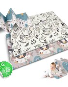 Nukido Covoras de joaca pentru copii cu doua fete Forest 200x150x1cmpliabilrealizat din spuma XPE inodorain cutie de carton ce se poate colora