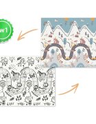 Nukido Covoras de joaca pentru copii cu doua fete Forest 200x150x1cmpliabilrealizat din spuma XPE inodorain cutie de carton ce se poate colora