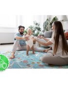 Nukido Covoras de joaca pentru copii cu doua fetepliabilrealizat din spuma XPE inodorain cutie de carton ce se poate colora 200x180x1cm Ocean-Forest