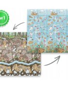 Nukido Covoras de joaca pentru copii cu doua fetepliabilrealizat din spuma XPE inodorain cutie de carton ce se poate colora 200x180x1cm Ocean-Forest