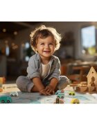 Nukido Cutie depozitare transformabila in covoras de joaca Ursulet Gri
