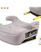 Nukido Inaltator auto copii Louis Bej 125-150 cm cu fixare isofixconectori telescopici cu sistem vizual fixare corectatapiterie de calitate superioarahusa detasabila si lavabilacotieredimensiune 32x37x22 cm