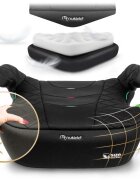 Nukido Inaltator auto copii Louis Negru 125-150 cm cu fixare isofixconectori telescopici cu sistem vizual fixare corectatapiterie de calitate superioarahusa detasabila si lavabilacotieredimensiune 32x37x22 cm