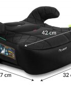 Nukido Inaltator auto copii Louis Negru 125-150 cm cu fixare isofixconectori telescopici cu sistem vizual fixare corectatapiterie de calitate superioarahusa detasabila si lavabilacotieredimensiune 32x37x22 cm
