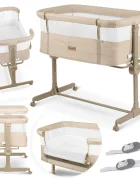 Nukido Patut co-sleeper Bej cu laterala culisantaroti cu franeinaltime reglabilamateriale respirabile curele de fixare la patul parinteluipozitie antirefluxsaltea inclusa