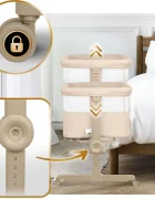 Nukido Patut co-sleeper Bej cu laterala culisantaroti cu franeinaltime reglabilamateriale respirabile curele de fixare la patul parinteluipozitie antirefluxsaltea inclusa