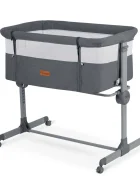 Nukido Patut co-sleeper Gri cu laterala culisantaroti cu franeinaltime reglabilamateriale respirabile curele de fixare la patul parinteluipozitie antirefluxsaltea inclusa