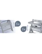Nukido Scaun de masa 3in1 multifunctional pentru copii Timo Grey design pliabil compact cu structura din lemnrecomandat de la 6 luni pana la 12 ani pernuta inclusa tava detasabila inaltime reglabila