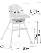 Nukido Scaun de masa multifunctional 3in1 cu utilizare versatilamasuta reglabila si detasabilahusa impermeabilacenturi de siguranta si suport picioare Tilo Gri