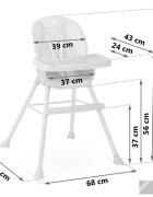 Nukido Scaun de masa multifunctional 3in1 cu utilizare versatilamasuta reglabila si detasabilahusa impermeabilacenturi de siguranta si suport picioare Tilo GriNegru