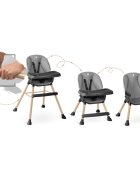 Nukido Scaun de masa multifunctional 3in1 cu utilizare versatilamasuta reglabila si detasabilahusa impermeabilacenturi de siguranta si suport picioare Tilo GriNegru